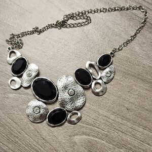 Elegant Silver and Black Necklace